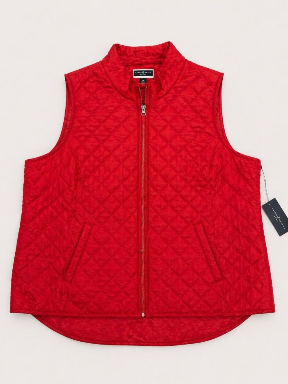 Karen Scott Sport Quilted Vest Womens 3X Red Zip Front Puffer Lightweight NWT